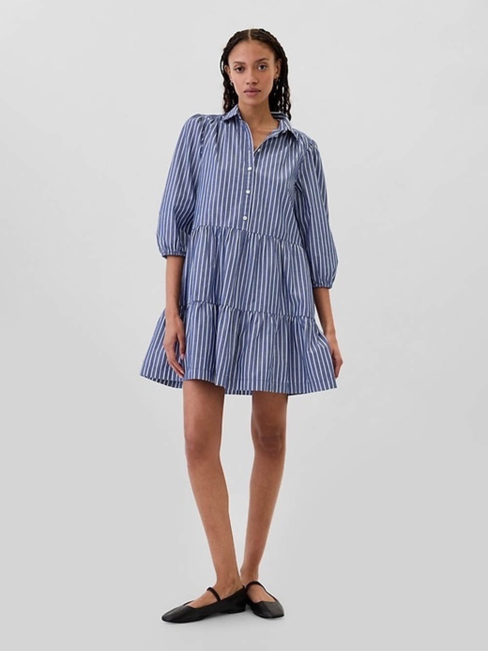 GAP Tiered Poplin Puff Sleeve Mini Dress Size XL